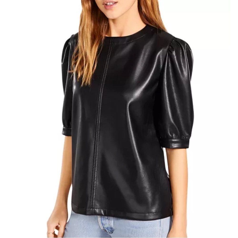 NWOT STEVE MADDEN
Faux Leather Pleated Sleeve Top